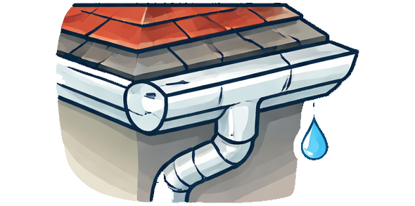 Drawing of a gutter that needs repair